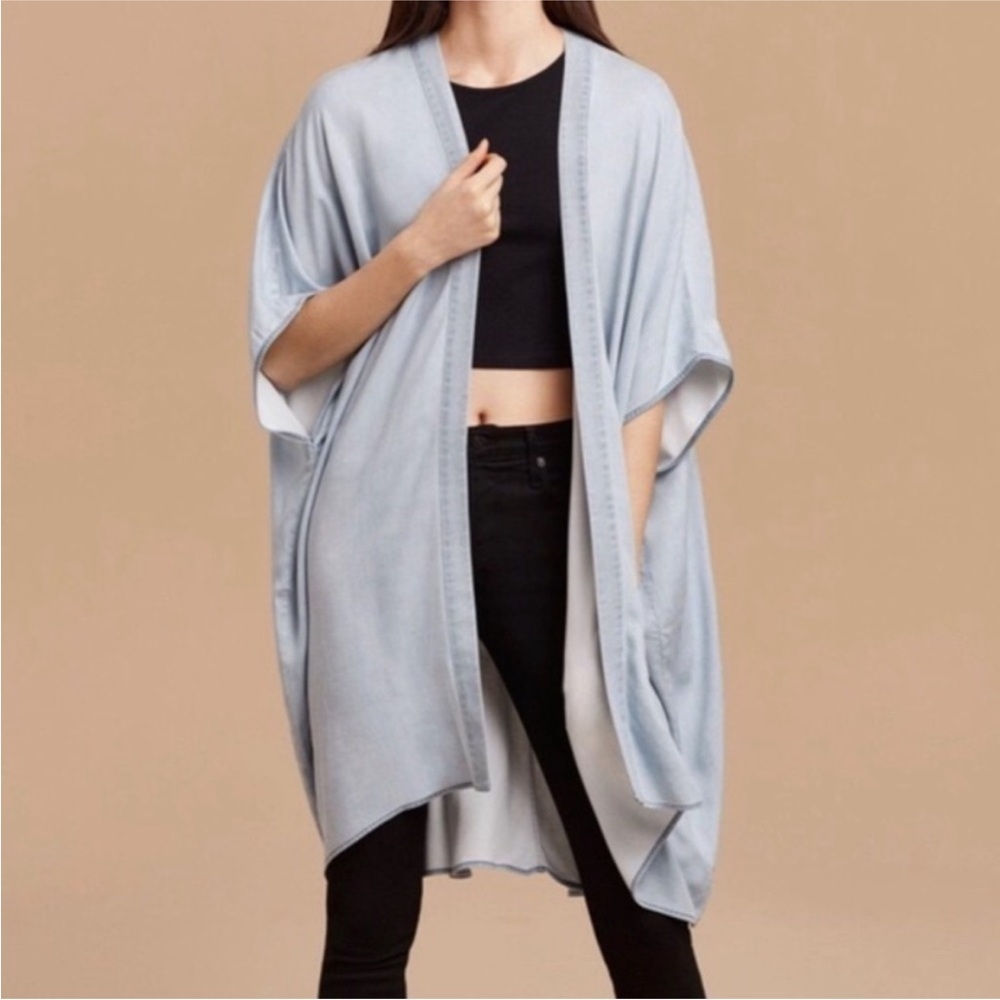 Talula Oversized Chambray Open-Front Kimono Cardigan – XXS/XS (Fits Oversized)